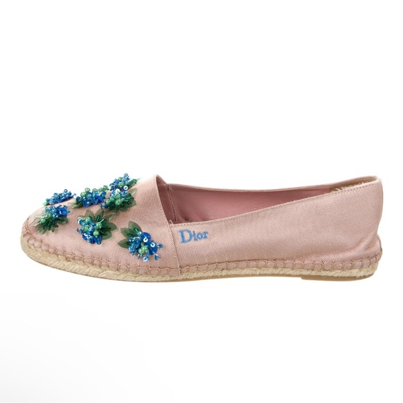Christian Dior Pink Embellished Espadrille Flats Size EU 40 - Size 10 - Picture 1 of 8